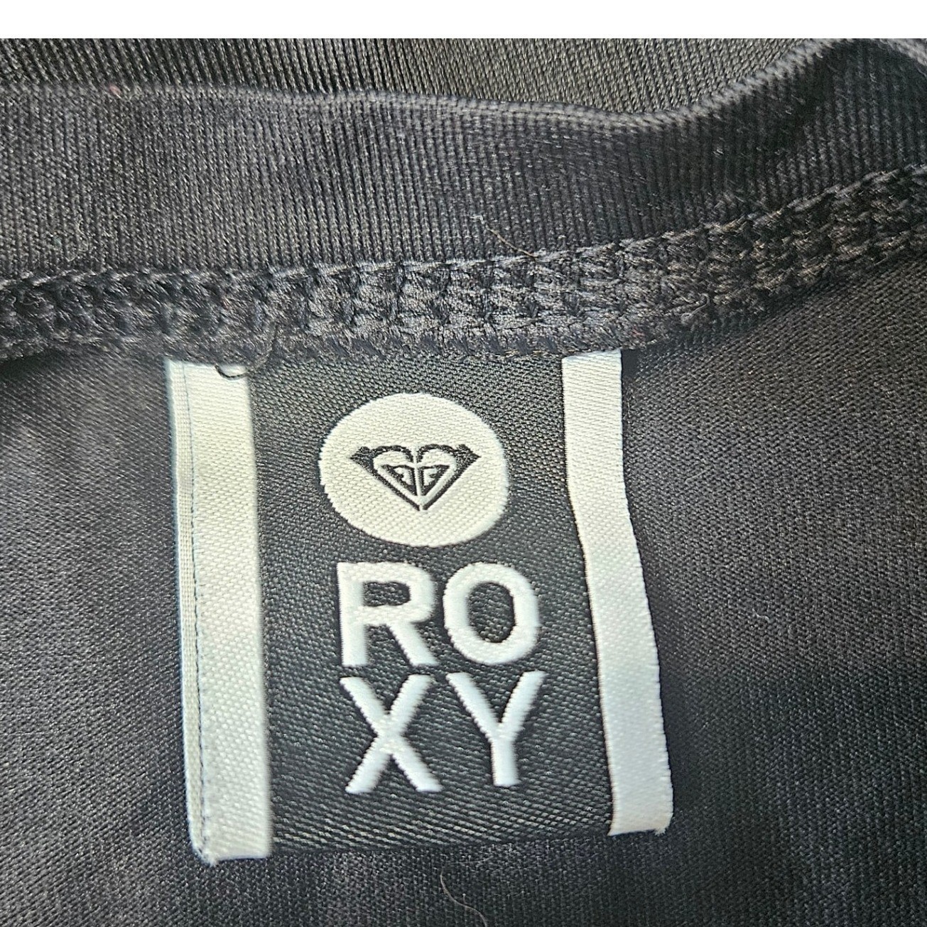 Roxy Womens Black Short Sleeve Rash Guard Swim Shirt Pink Heart Logo S/M Beach
