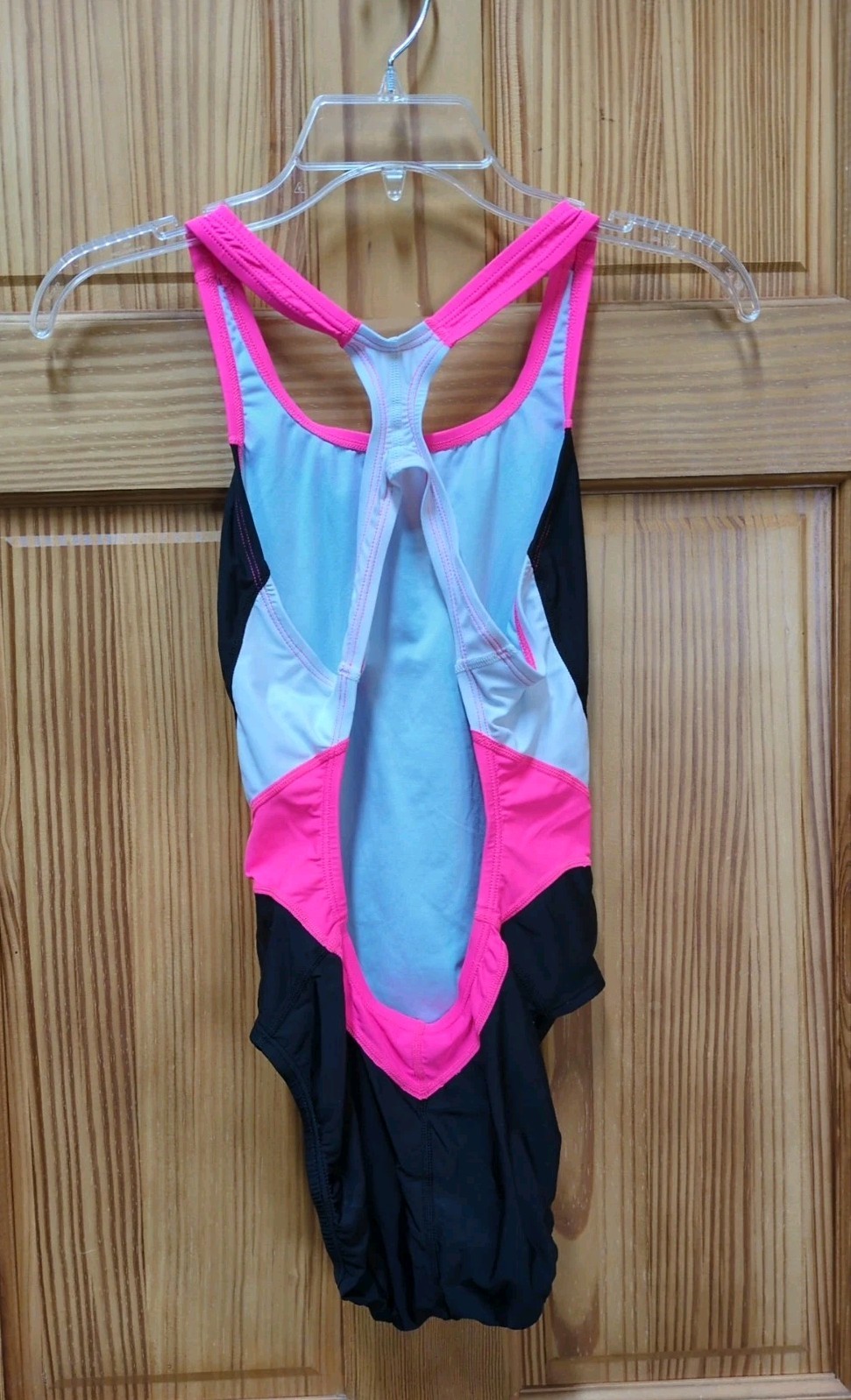 Nike Swim Victory Pink/Black Power Back Tank One Piece Swimsuit 34/ Women’s 8