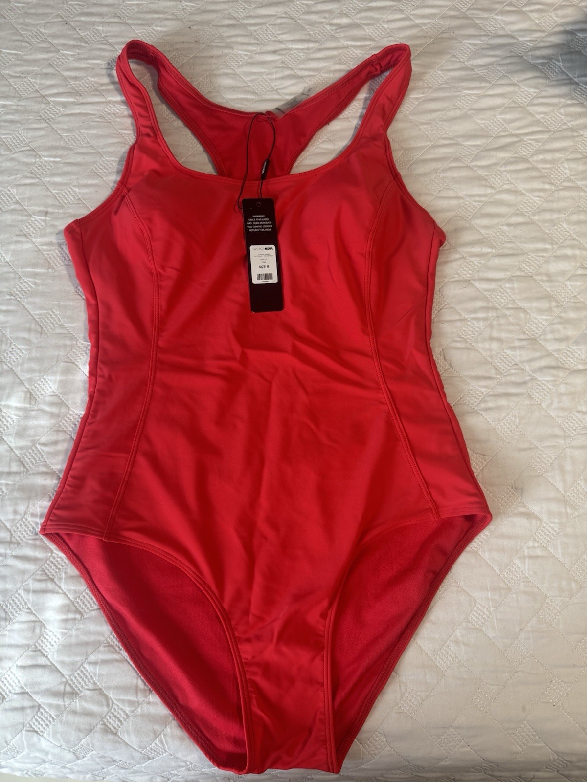 Fashion Nova Red One-Piece Racerback Competitive Swimwear Swimsuit Size M