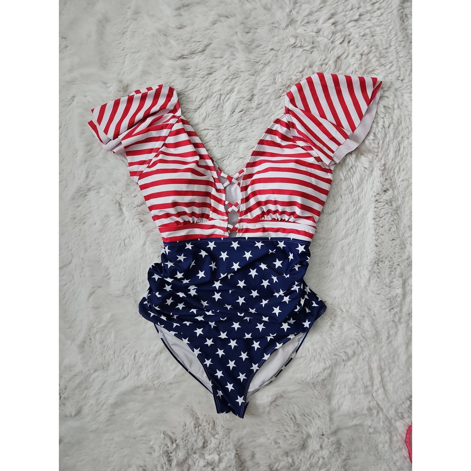 American Flag Patriotic One-Piece Swimsuit XXL