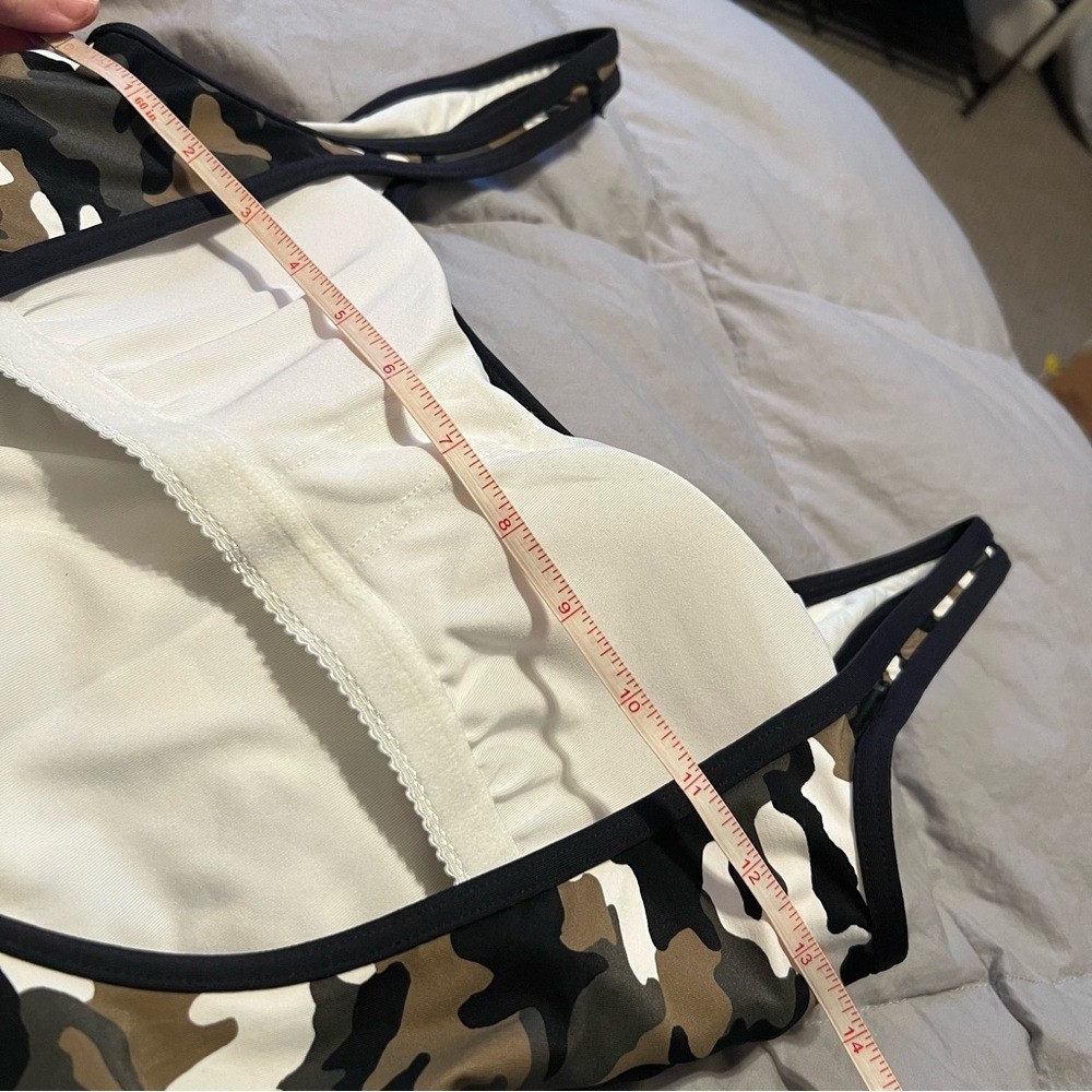 Michael Kors Swimsuit One Piece Camo Print Scoop Back Size 10 Green Black White