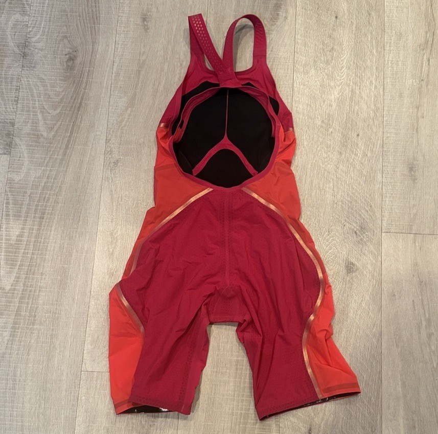 Pink and Gold Women’s Speedo Intent Tech Suit, Size 26, Open Back