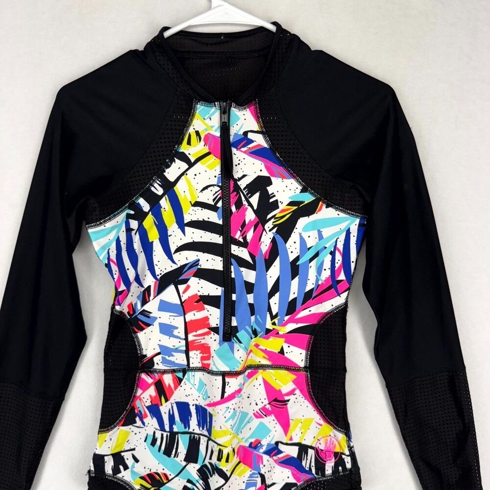 Bathing Suit Wetsuit Colorful Neon Pink Yellow Blue Womens Size S