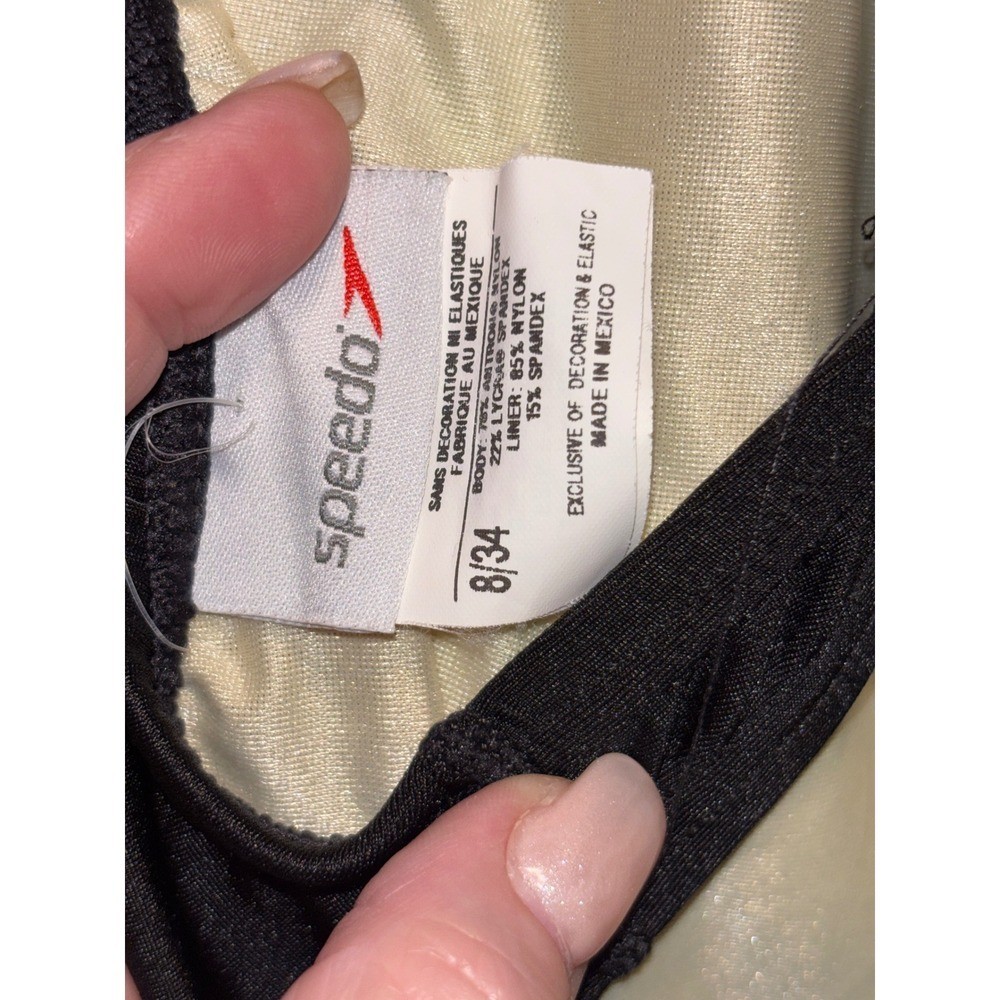 Speedo Womens Green Black Marble Swirl Racerback One Piece Swimsuit Size 8/34