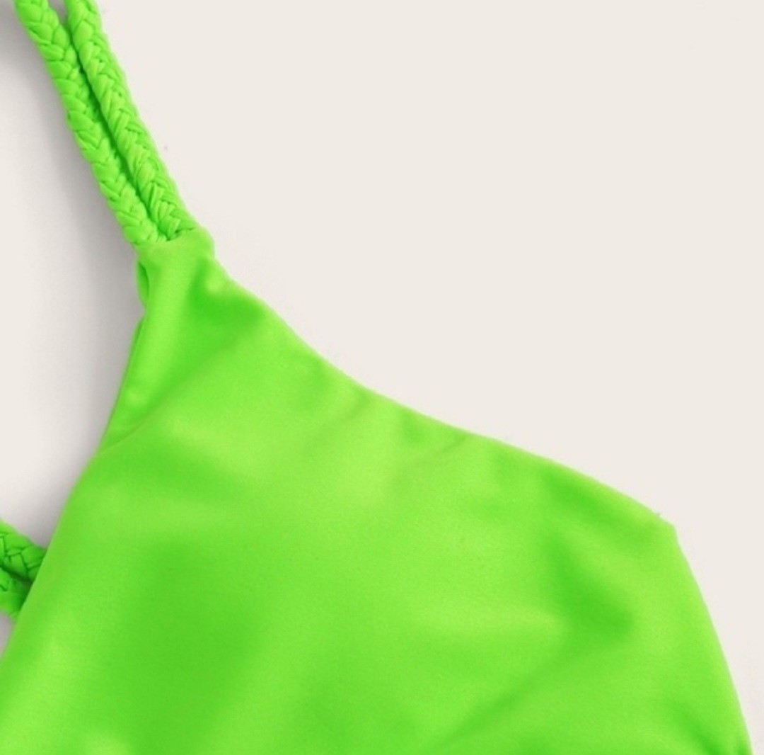 Brand New! Neon Green Bikini set With Braided Straps- Medium