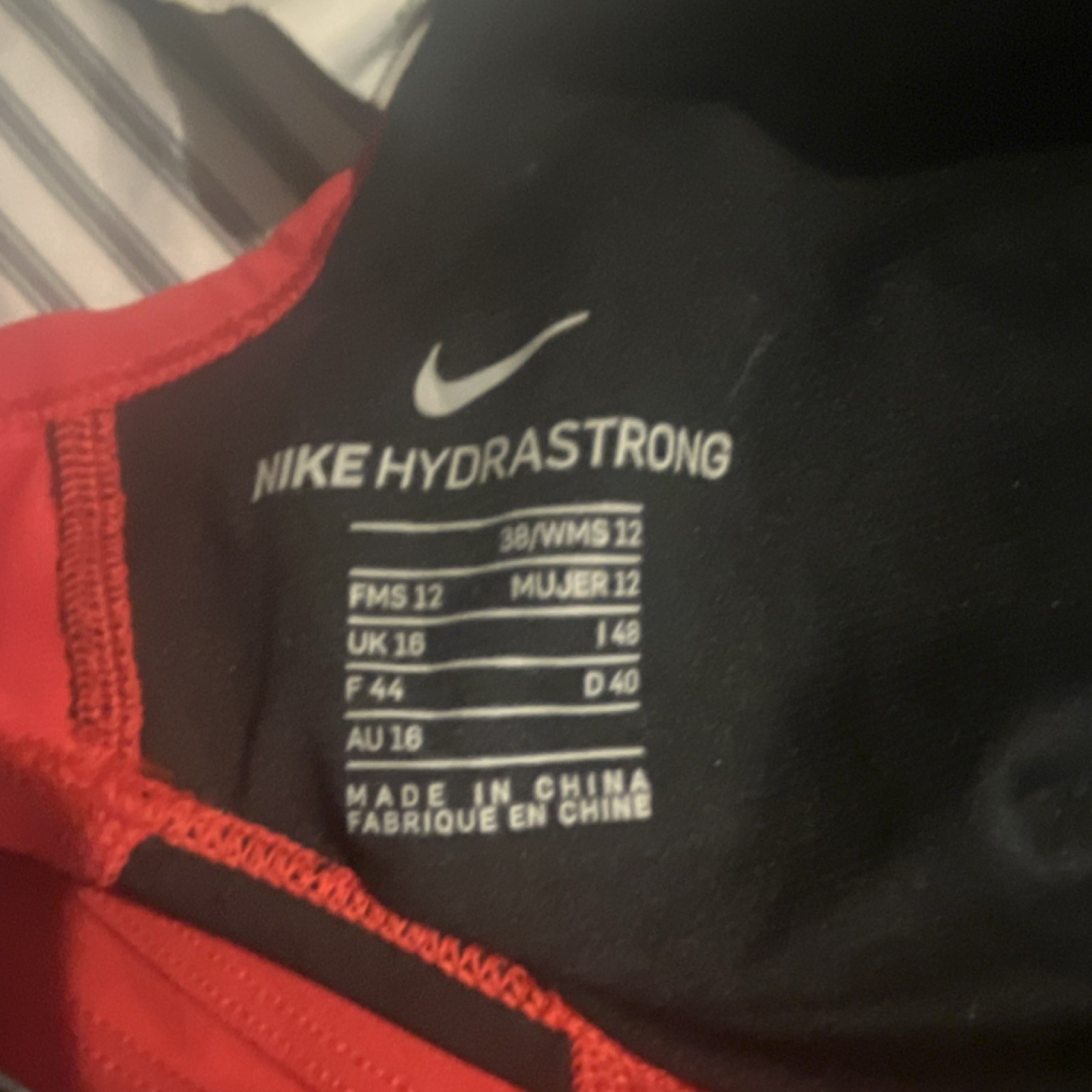 Nike Hydrastrong Colorblock Racerback One Piece Swimwear Black Red Size 12