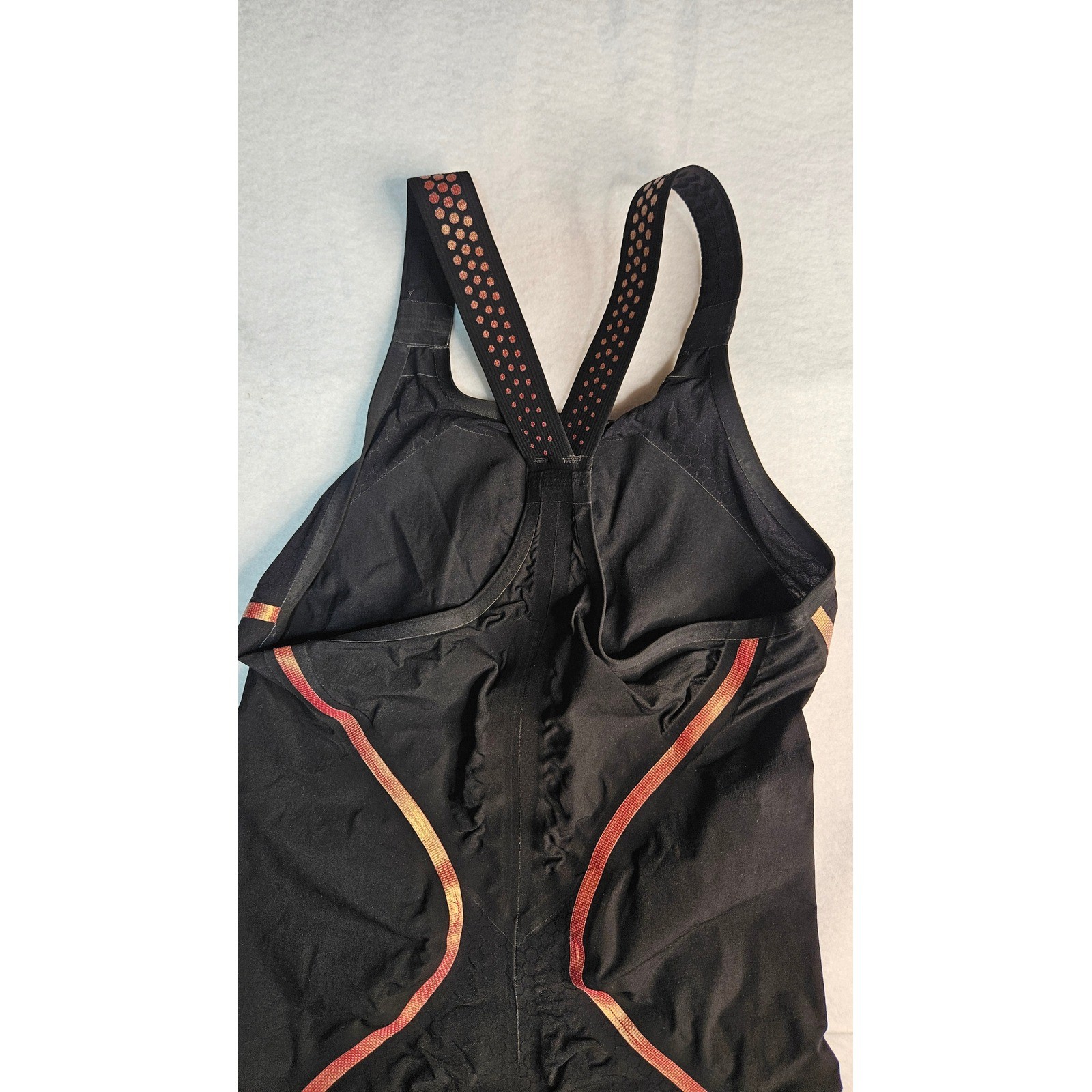 Speedo LZR Pure Intent Open Back Kneeskin Tech Suit Black Rose Gold Size 24 FINA