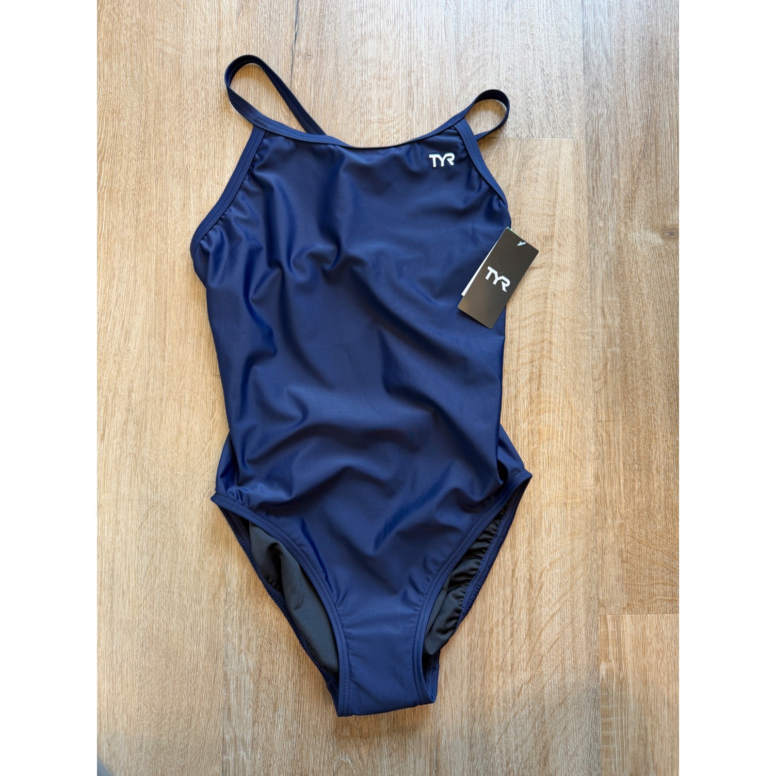 TYR Solid Diamondfit Women Swimsuit Navy Blue One Piece Size 36 L New DP7A