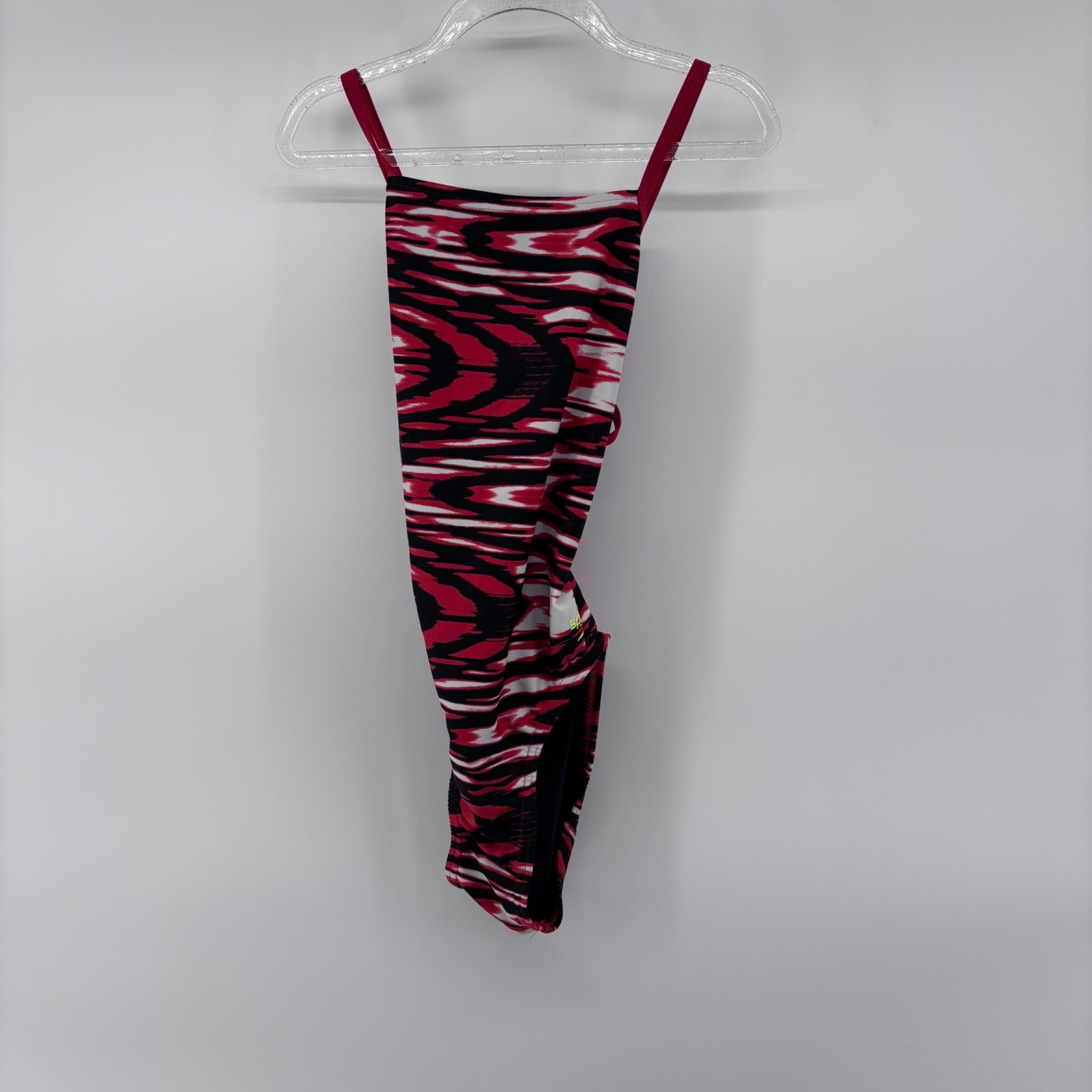 Speedo Swimsuit Womens One Piece Red Black White Tiger Print Training size 28